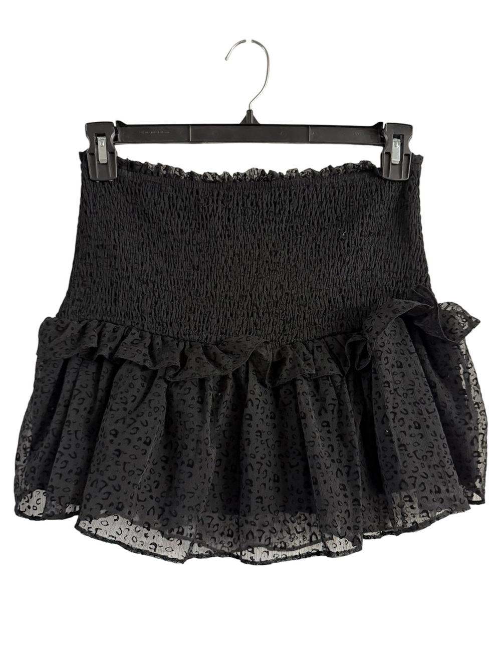 Black Smocked Mini Skort with Ruffle Hem NWT 14” Waist, 15” Length